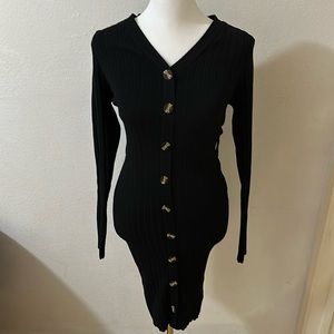 Classy Bodycon Button Sweater Dress
